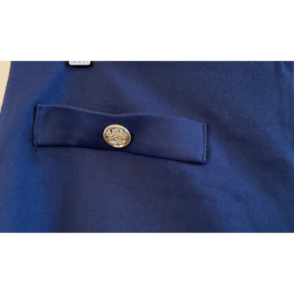 LOFT Navy Blue Flat Front Side Zip Wide Leg Business Casual Trousers Pant Sz 12 - Picture 3 of 9